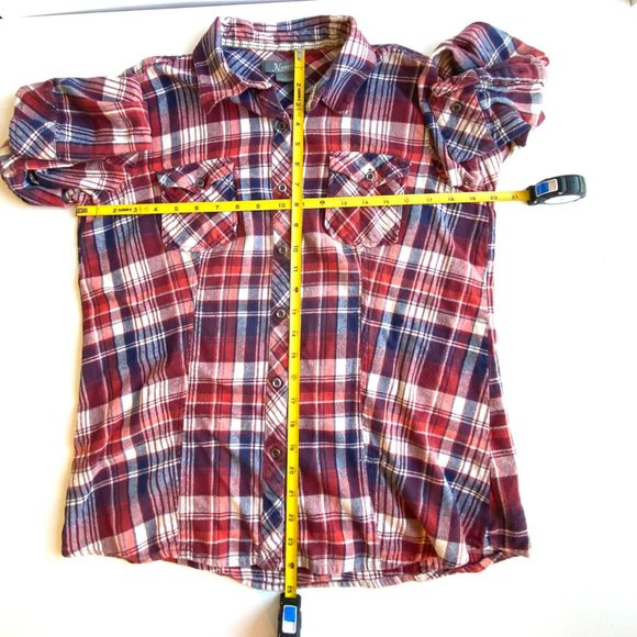 Natural Reflections 2 PACK Long Sleeve Plaid Button Down Shirt Top Large - Picture 4 of 15